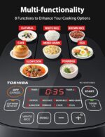 Toshiba Mini Rice Cooker, 3 Cups Uncooked Small Rice Cooker, Steamer & Warmer, With Fuzzy Logic And One-Touch Cooking, 24 Hour Delay Timer And Auto Keep Warm Feature - Image 2